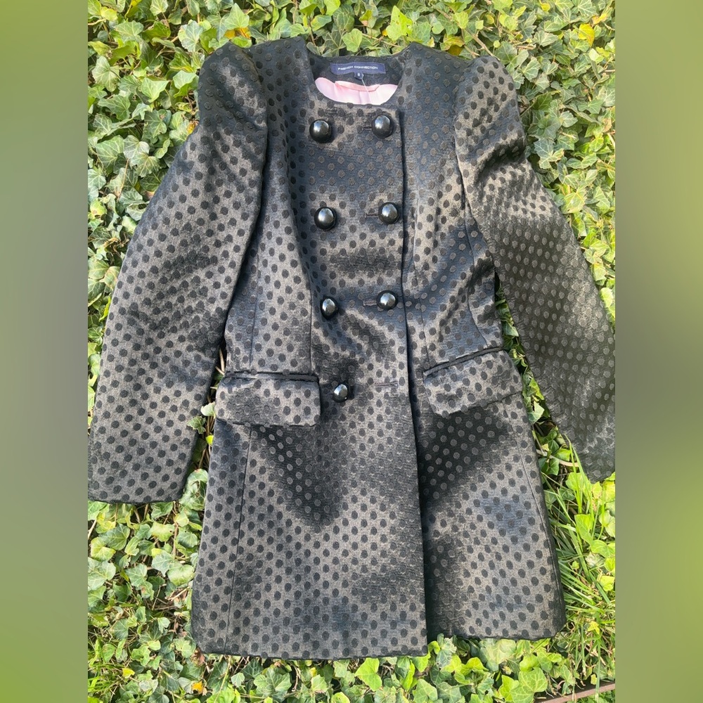 Rare Textured French Connection Peacoat with puff sleeves NWT